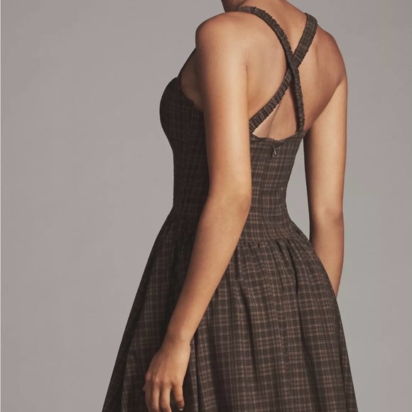 For Love & Lemons Brown Plaid Strapless Sundress - Picture 3 of 4
